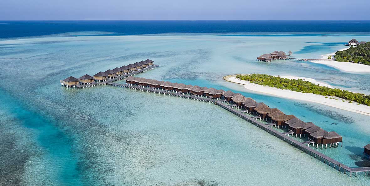 anantara veli maldives vista aérea de las water villas