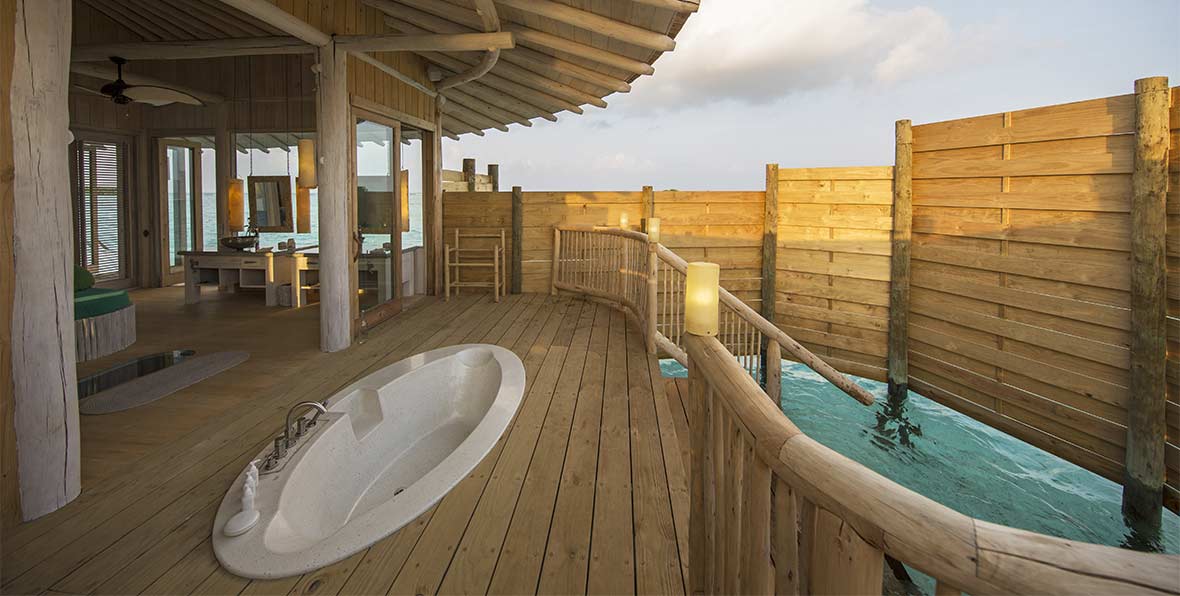 Soneva Jani Bedroom Overwater Villa Outdoor Shower - arenatours.com