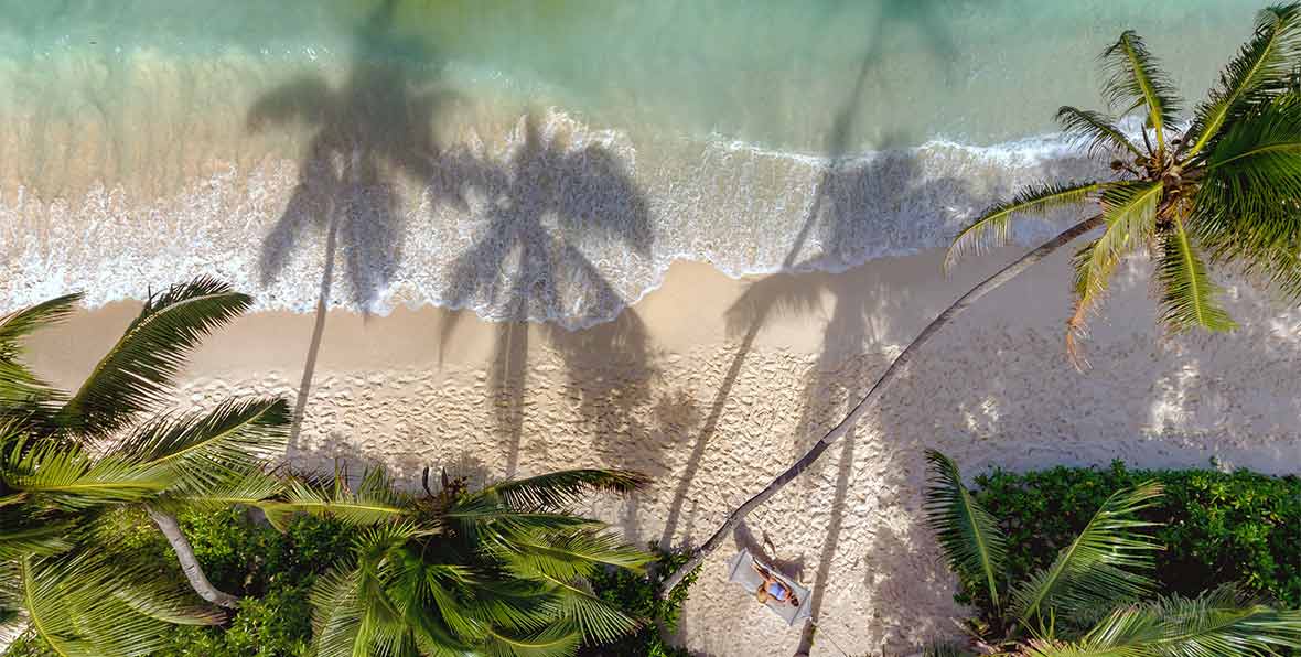 palmeras y océano en Six Senses Zil Pasyon