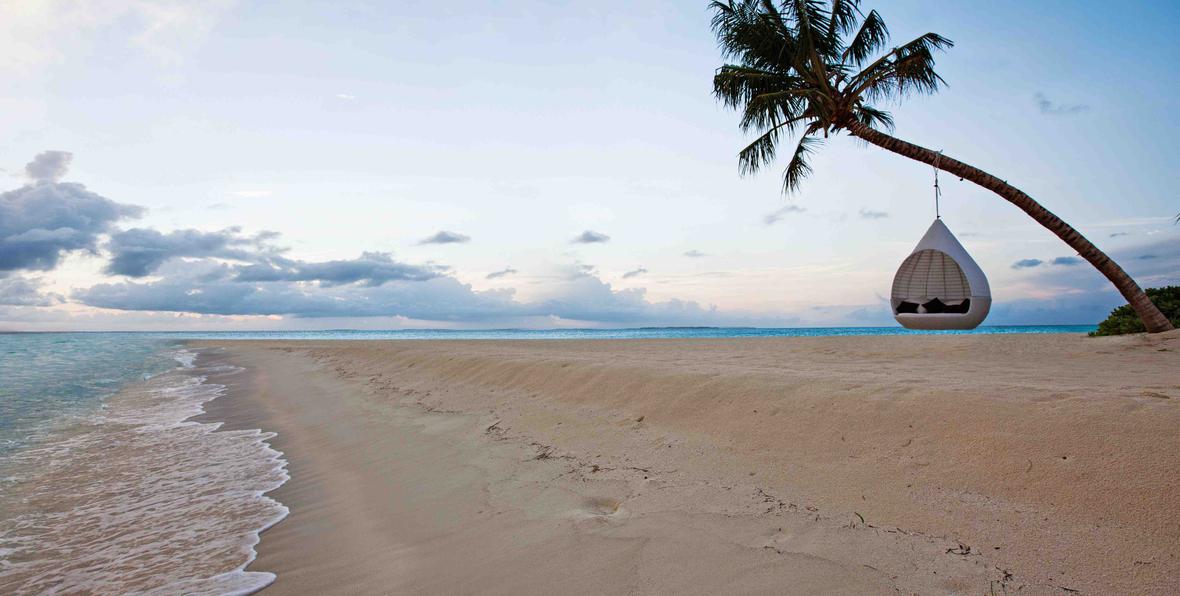 playa con palmera en el Hideaway Beach Resort