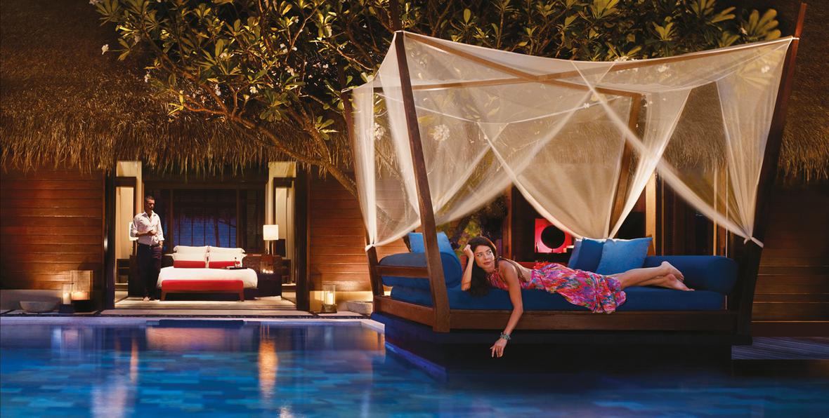 cama balinesa en One & Only Reethi Rah Maldives